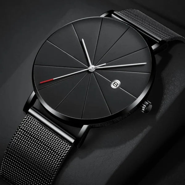 Minimalist Black Mesh Watch